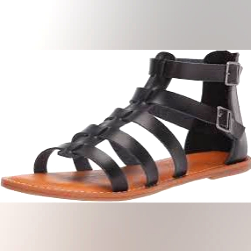 Amazon Essentials Women's Gladiator Flat Sandal, Black,